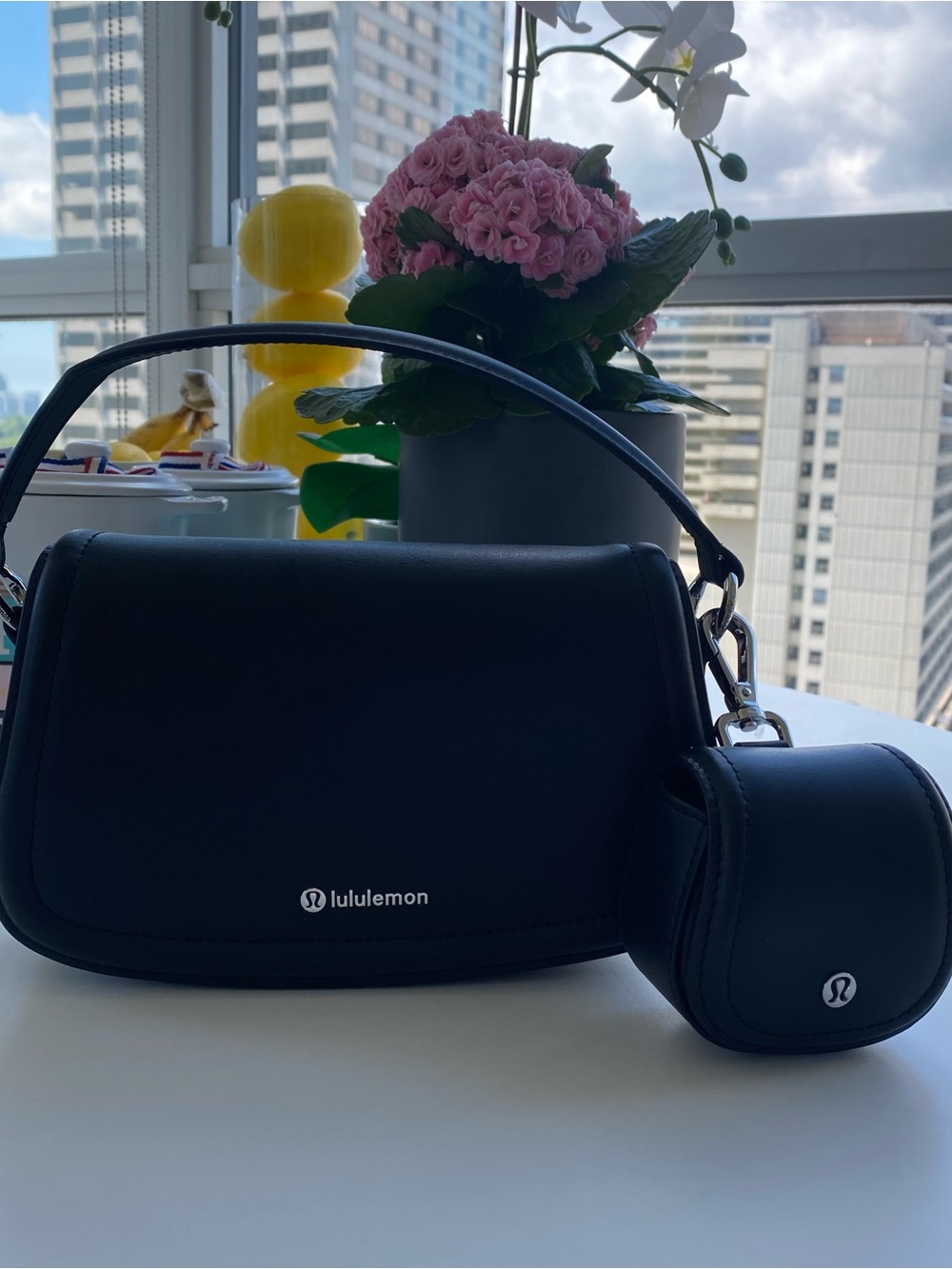 lululemon athletica Black Shoulder Bag with Matching Coin Pouch